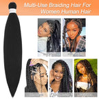 Braiding Hair Pre Stretched, 26 Inch 8 Pack Black Prestretched Braiding Hair For Women Braid Hair, Long Professional Synthetic Hair For Knotless Boho Crochet Braids,Yaki Straight Texture(26in,1b,8pc）