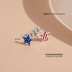 In Season Jewelry Enamel Flag Star Shaped Safety Screw Back Girl Earrings