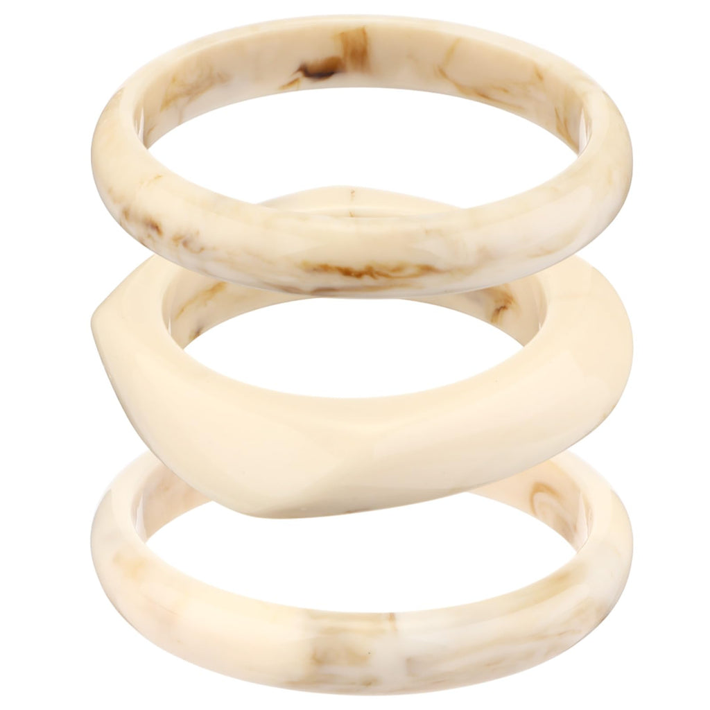 Tondiamo 3 Pcs Acrylic Resin Bracelets Chunky Bracelet for Women Irregular Geometric Wide Resin Bangle Thick Acetate Jewelry (White)