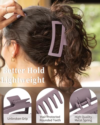 Yanibest 3 Pack Hair Clips for Women 4.3 Inch Large Claw Clips for Women Thick Curly Hair, Big Matte Banana Clips,Strong Hold Jaw Clips