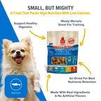 PLATO Small Bites Dog Treats, Natural Bite Sized Real Meat & Salmon Flavor, Grain Free & High in Protein, Air Dried Authentic Ingredients, 2 Calories Per Treat, Made in the USA, 6 Ounces
