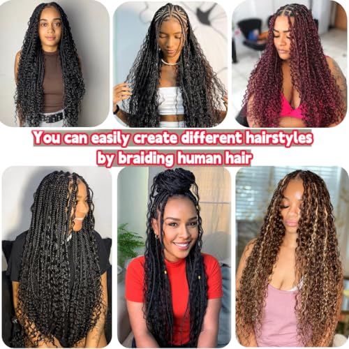 4/30 Human Braiding Hair Water Wave Bulk Human Hair for Braiding No Weft 2 Bundles 100g 24inch 10A Brazilian Virgin Hair Extensions Curly Bulk Human Hair for Boho Braids