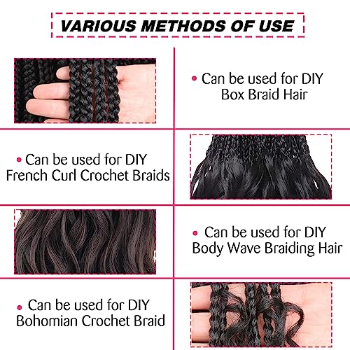 Unionbeauty 24 Inch Body Wave Braiding Hair 9 Packs Pre-Feathered Braiding Hair for Boho Box Braids Crochet Hair Ombre Brown Blonde Synthetic Crochet Braids Hair Extensions for Black Woman(1B/27/613#)