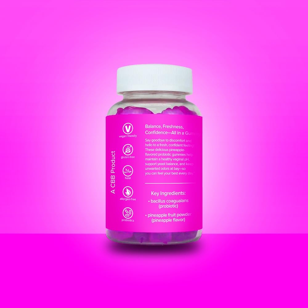 Curvy Body Bears CBB Perfect PH Probiotic Gummies for Women with Vitamin C | Daily Feminine Wellness Supplement | Pineapple Flavor | 60 Gummies