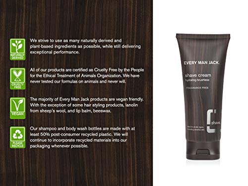 Every Man Jack Shave Cream Sensitive Skin Fragrance-free, 6.7 Oz