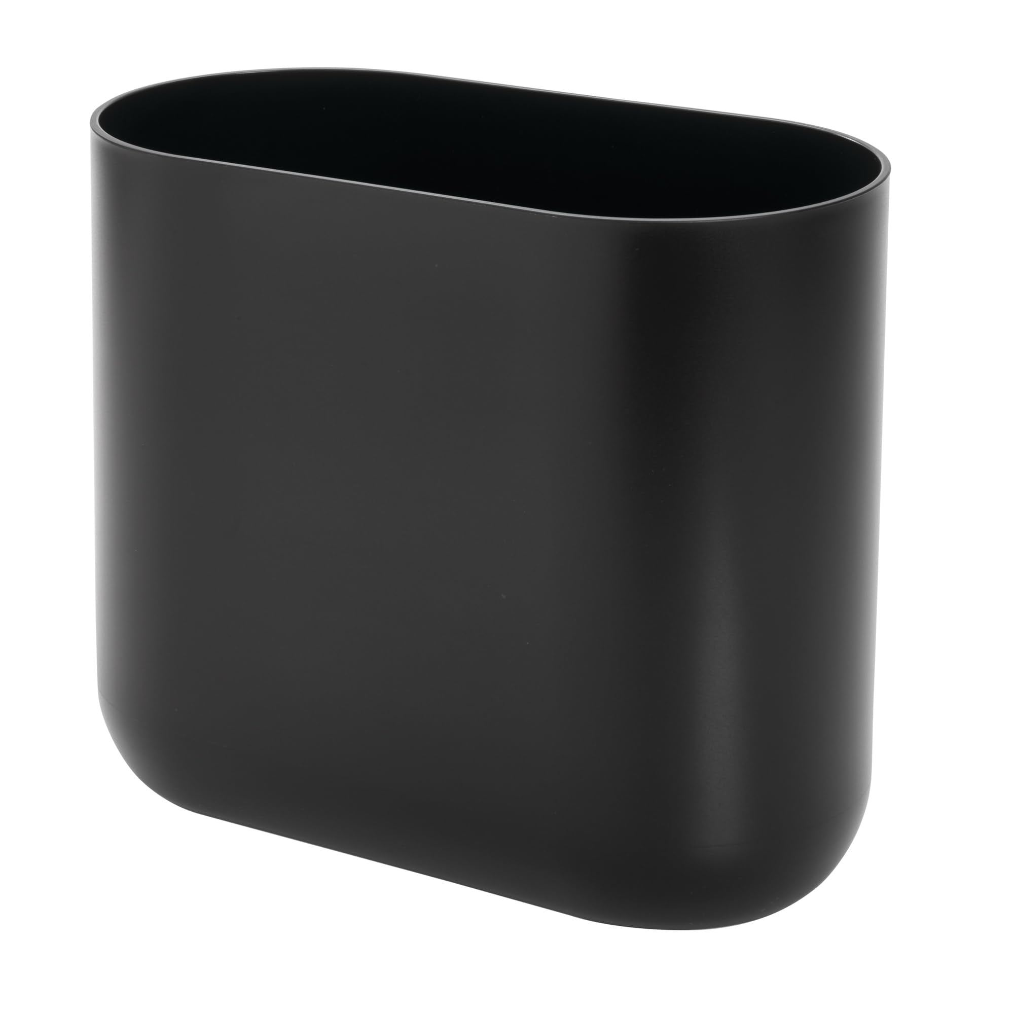 iDesign Small Slim Plastic Bathroom Trash Can, Garbage Can for Bedroom, Office, Desk, Dorm, Black