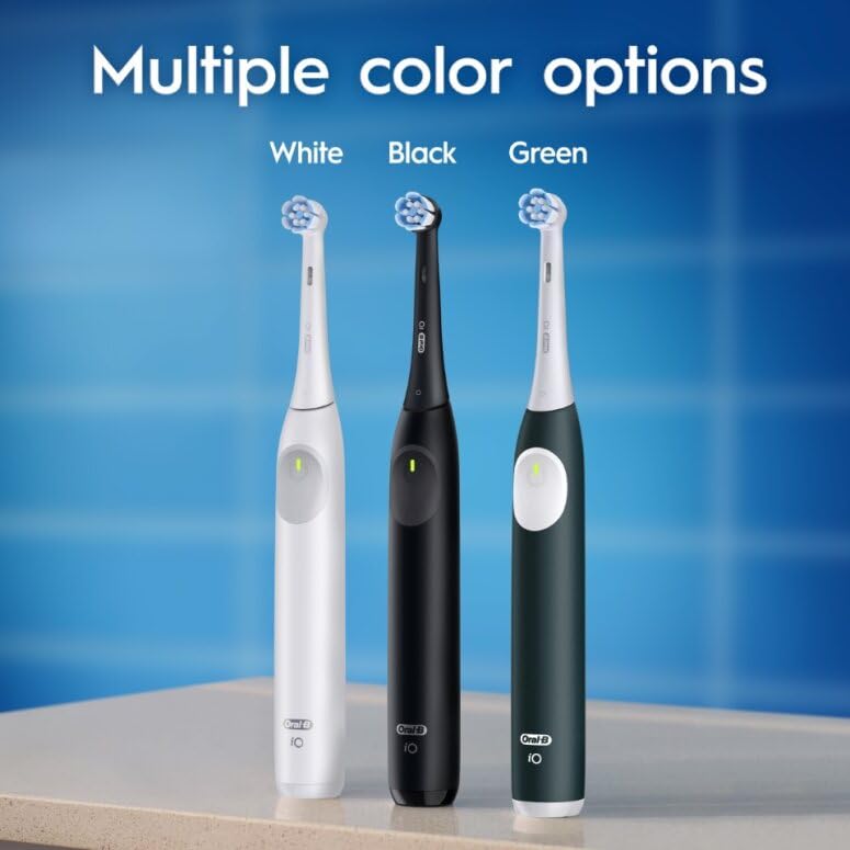 Oral-B iO Series 2 Rechargeable Electric Powered Toothbrush, Night Black with 1 Gentle Care Brush Head - Automatic Pressure Sensor to Protect Gums - 3 Modes - 2 Min Timer