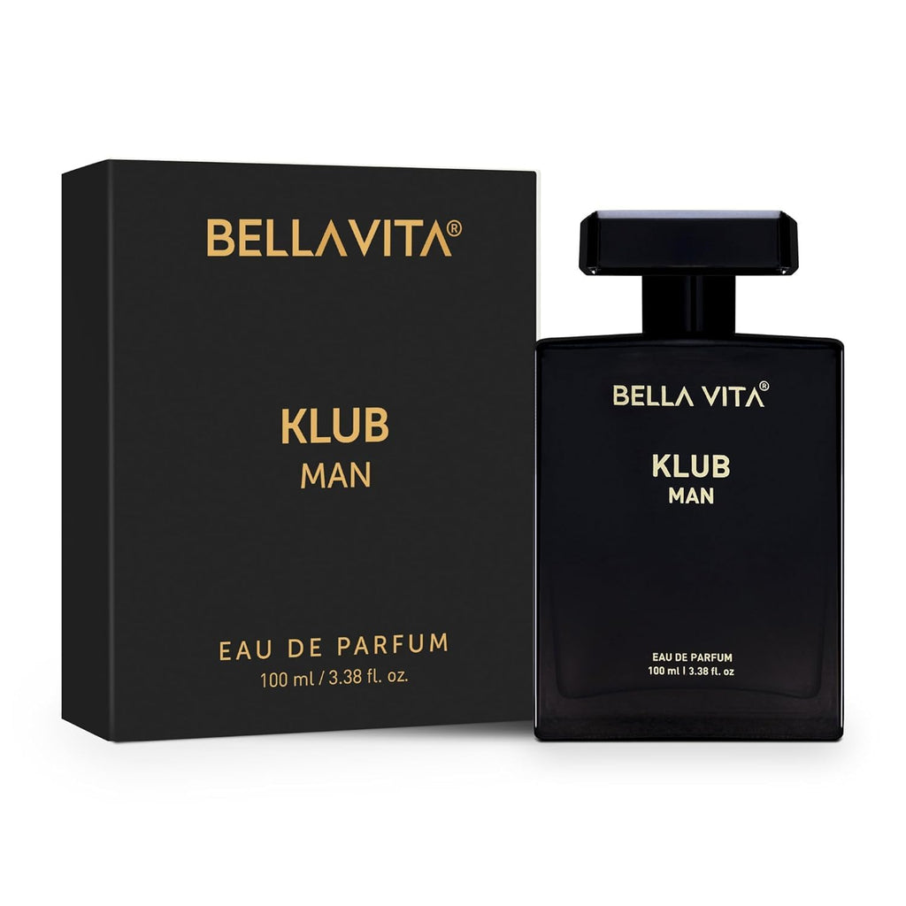 BellaVita Luxury KLUB Men's Eau De Parfum (100ml) | Intense, Masculine Party Perfume for Men | Notes: Lemon, Jasmine, Rose, Musk, Amber and Patchouli | Made with Premium Long-Lasting Perfume Oils
