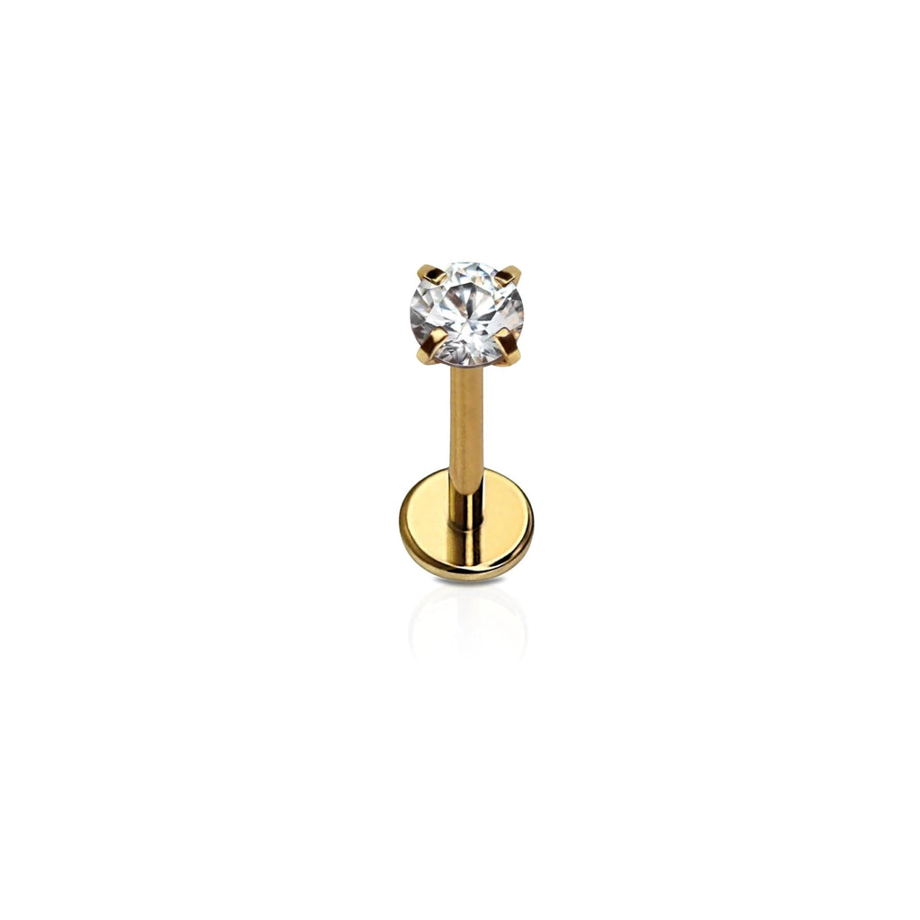 Cords Club Solitaire Flat Back Stud-Hypoallergenic Titanium Women's Earring
