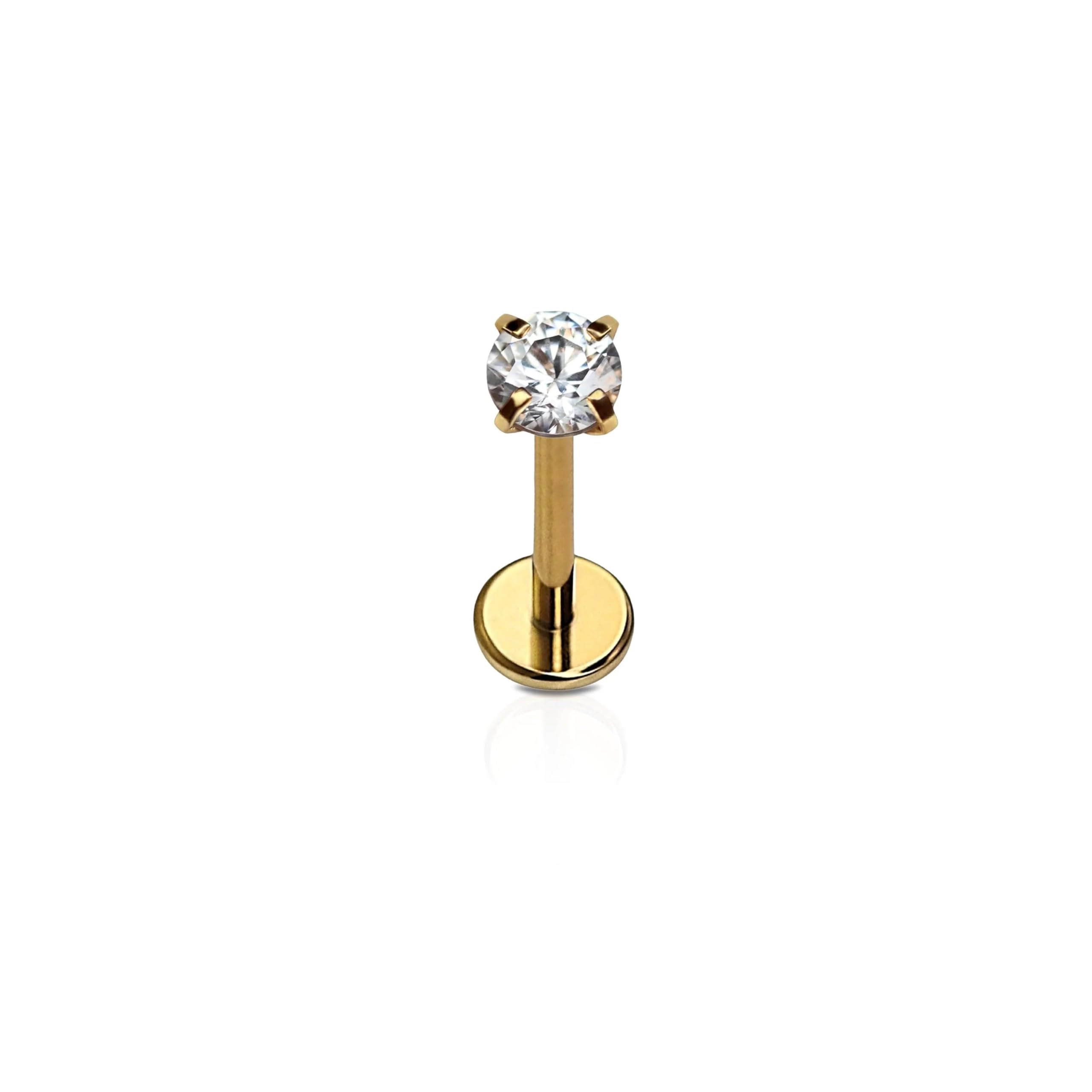 Cords Club Solitaire Flat Back Stud-Hypoallergenic Titanium Women's Earring
