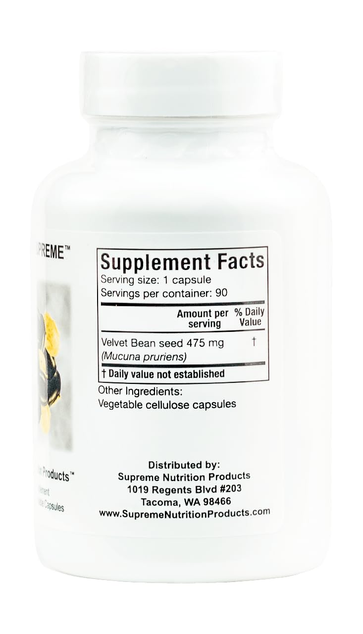 Supreme Nutrition Mucuna Supreme, 90 Pure Velvet Bean Seed Vegetarian Capsules (Pack of 2)