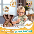 Summidate Wooden Letter Piggy Bank, Extra Thick Large Capacity Piggy Bank for Kids Boys Girls Toddler, Alphabet X Money Bank| Coin Box Birthday, Christmas, Festival