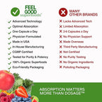FeelGood Superfoods 1000mg Immune Support Capsules Made with 25 Organic Fruits and Vegetables, Strong Immunity Boosters with Vitamins A, C, D3, and Zinc, 60 Count