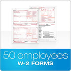 ADAMS W2 Forms 2022, 6 Part W2 Forms, Laser/Inkjet Tax Form Sets for 50 Employees, Includes 3 W3 Forms (TXA22991-22)