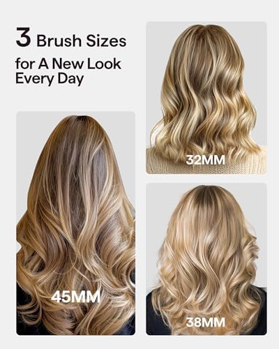 Wavytalk Pro Curling Brush Set, Bilateral Negative Ion Thermal Brush with 3 Sizes Detachable Brush, Dual Voltage Hot Brush Styler One-Step Shiny Blowout Look, Dark Grey