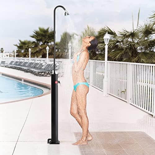 VINGLI Solar Heated Shower,2-Section with Shower Head，for Outdoor Backyard Poolside Beach Pool Spa,Black (2.3 Gallon)