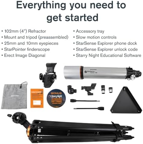 Celestron StarSense Explorer DX 102AZ App-Enabled Telescope – 102mm Refractor with Smartphone Dock & StarSense App – iPhone & Android Compatible – Easy-to-Use for Beginners