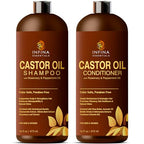 Castor Oil Shampoo and Conditioner Set for Hair Growth with Rosemary & Peppermint Oil - Cleanse Hair, Strengthen & Shine with Castor Shampoo and Conditioner - Anti-Hair Loss for Men & Women - 16 fl oz
