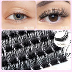 Large Tray- 10-20MM Available 120 Pcs D Curl Segmented Cluster Eyelashes Makeup DTY Volume Eye Lashes Extensions Natural Long Wide Stem Individual False Eyelashes (Lashes Kit-12-14-16mm)