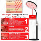 Red Light Therapy Lamp for Face- Facial and Body Treatment with Adjustable Height Stand, 120 LEDs, 660nm, 850nm, 940nm - Alleviate Muscle Soreness, Skin Vitalit