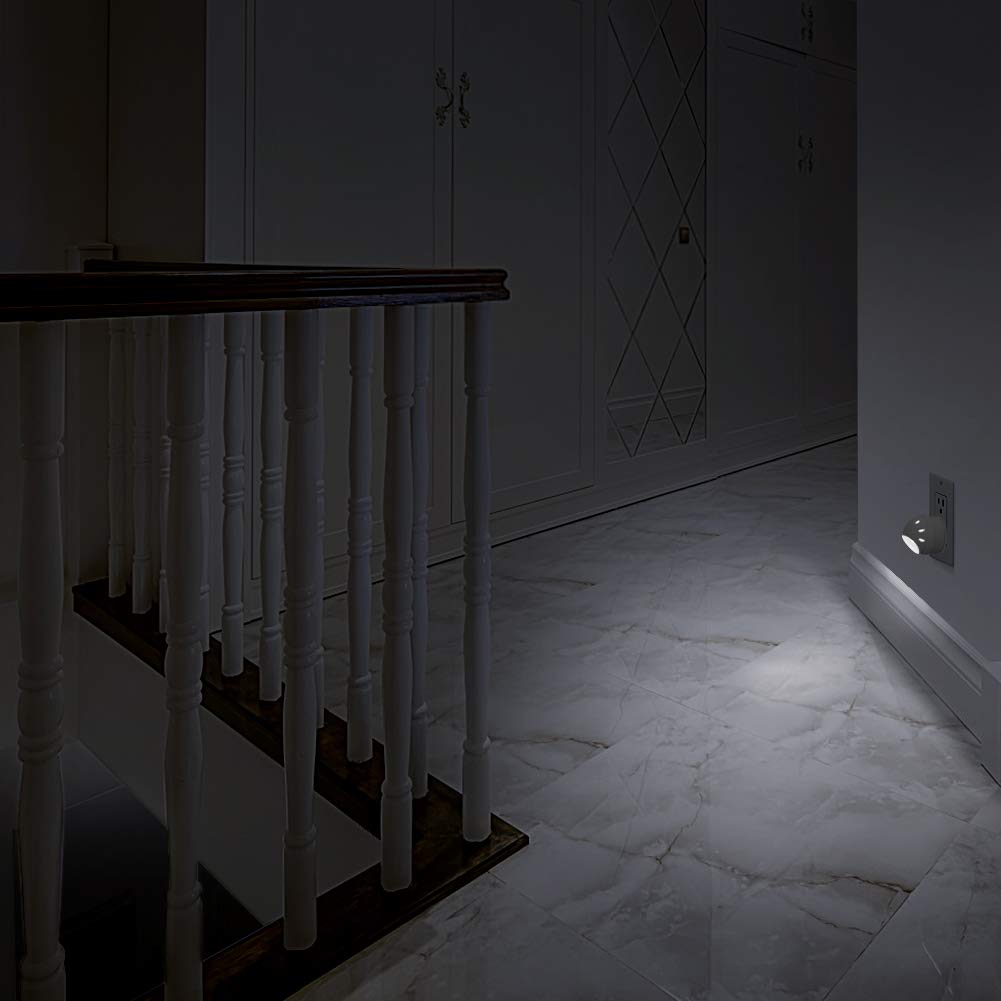 Emotionlite Plug-in Night Lights, Neutral White LED Nightlight, 360° Rotation, Dusk to Dawn Sensor, Kids, Adult, Bedroom, Hallway, Bathroom,Kitchen, Stairways, Corridor, 6 Pack