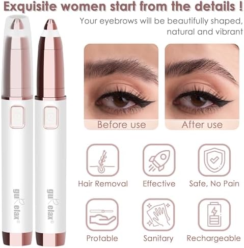 Electric Eyebrow Razor for Women,Eyebrow Hair Remover, Painless Eye Brow Trimmer Shaper with LED Light, USB Rechargeable, Eye Brow and Face Epilator as Stockings Stuffers