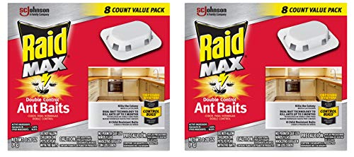 Raid Max Double Control Ant Baits, Household Use Defense System to Control Bugs, Dual Bait Technology 0.28 Ounce (Pack of 2)