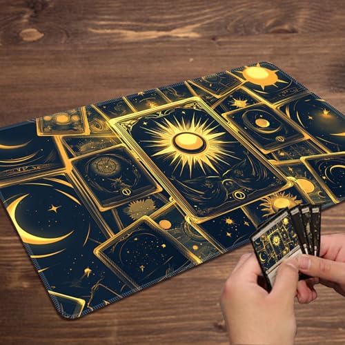 MTG Playmat Magic Card Playmat Game Mat,TCG & CCG Card Games Mat with Free Storage Bags Size 24 x 14 Inches (No with Zones,Card)