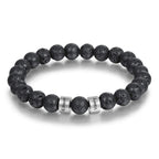 Personalized Beads Bracelets for Men Chakra Stone Bracelets Custom Initial Name Bracelet Mens Malachite Tiger Eye Lava Stone Bracelet Gifts for Him (Black-Lava-silver-2)