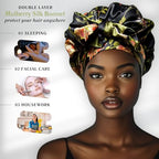 Wild Rose 100% Pure Silk Hair Bonnet Luxurious Reversible Wonder Loop Mulberry Silk for Curly Hair - Ultimate Sleeping Companion with Ties for Women - Handmade in USA