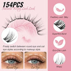 Natural Lash Clusters - 154PCS Cluster Eyelash Extensions, 8-14mm Mixed Individual Lashes, Comfortable Eyelash Clusters with Thin Band, Individual Lash Clusters Easy to Apply (Realistic)