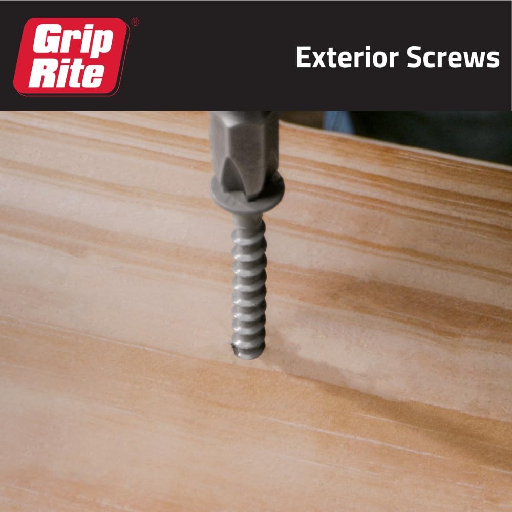 Grip-Rite Exterior Screws - Safe for Use in Treated Lumber - #2 Phillips Bugle Head - Coarse Thread Deck Screws - PrimeGuard Coating - 1lb Box - #9 x 3 - Gray - PTN3S1