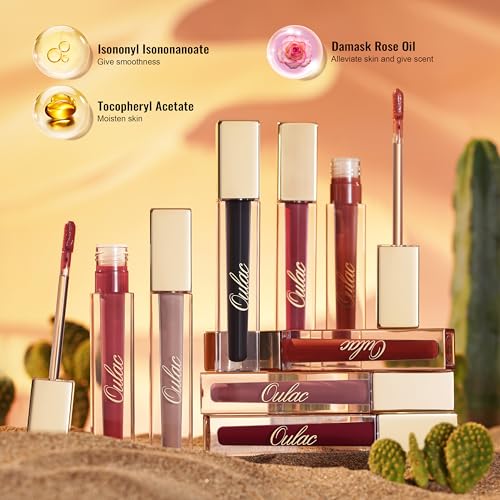 Oulac Matte Liquid Lipstick 2 PCS Set, Long Lasting Lipstick Waterproof Lip Stain, No Transfer, Creamy High Pigmented Formula with Rose Oil, Vegan [M19+M24]