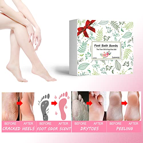 Bath Foot Bombs, 32 Pack Foot Soak with Bath Salt and Tea Tree Oil. Organic Natural Handmade Aroma Pure Essential Oil Bubble Foot Balls for Foot Callus, Dry Cracked, Stubborn Foot Odor Scent.