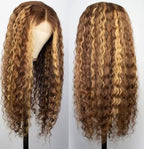 Chesma 28inch Highlight Ombre Lace Front Wig Human Hair 13x4 HD Honey Blonde 4/27 Deep Wave Lace Frontal Wigs Glueless Wigs Human Hair Pre Plucked with Baby Hair 180 Density