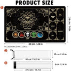 MTG Playmat with Play Zones – Magic Play mat Card Game Mat for Magic The Gathering, Lotus & Basic Lands Design, 24x14 inch, Stitched Edge, Non-Slip Base with Prismatic Playmat Tube-Colorful Lands