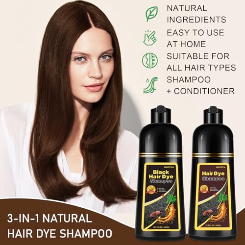 Instant Brown Hair Color Shampoo for Grey Coverage, 3-in-1 Natural Plant Dye for Women & Men, Long-Lasting Color in Minutes, Champu Para Canas