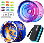 MAGICYOYO V3 & K2 Yoyo Pack, Metal & Plastic Responsive Yoyo for Kids 8-12, Unresponsive Yo Yos for Adults, Pro Yo-yo Pack for All Skill Levels, Butterfly Yo Yo with Complete Accessory Kit