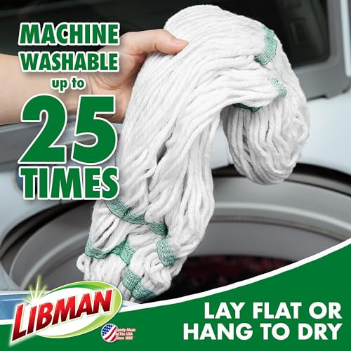 Libman Tornado Mop Refill, Direct Replacement Head for Libman Self Wringing Twist Mop, Cotton, Machine Washable, 3 Pack