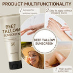 Tallow Sunscreen, Beef Tallow for Skin, Organic Beef Tallow Sunscreen, Unscented Grass-Fed Beef Tallow Natural Moisturizing Cream for All Skin Type Deep Hydration Non Greasy Anti White Cast