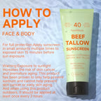 Tallow Sunscreen, Beef Tallow for Skin, Organic Beef Tallow Sunscreen, Unscented Grass-Fed Beef Tallow Natural Moisturizing Cream for All Skin Type Deep Hydration Non Greasy Anti White Cast