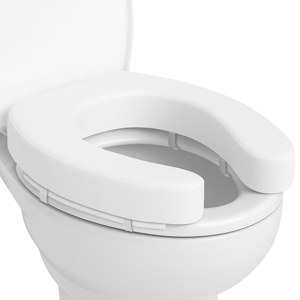 Vive Toilet Seat Cushion (Soft Cushioned Foam) - Easy Clean Soft Padded Bathroom Attachment - Elongated, Standard Seats - Comfort & Support Donut for Handicap Adults