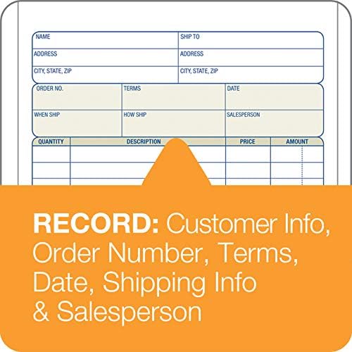 Adams Carbonless Order Book, 5.56 x 8.44 Inch, 3-Part, Carbonless, 50 Sets, White, Canary, Pink (TC5803)