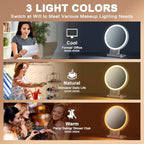 1X/20X Magnifying Mirror with Light, Double Sided Makeup Mirror with Adjustable Folding Handle, 2000mAh Rechargeable Vanity Mirror with Tweezer, Portable Tabletop Mirror for Travel Home