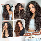 Flufymooz Clip in Hair Extensions, 4PC 100％ Pure Protein Silk Hair Extensions Long Soft Natural Hairpiece 20 Inch Curly Hair Extension for Women (Brown to Dirty Blonde)