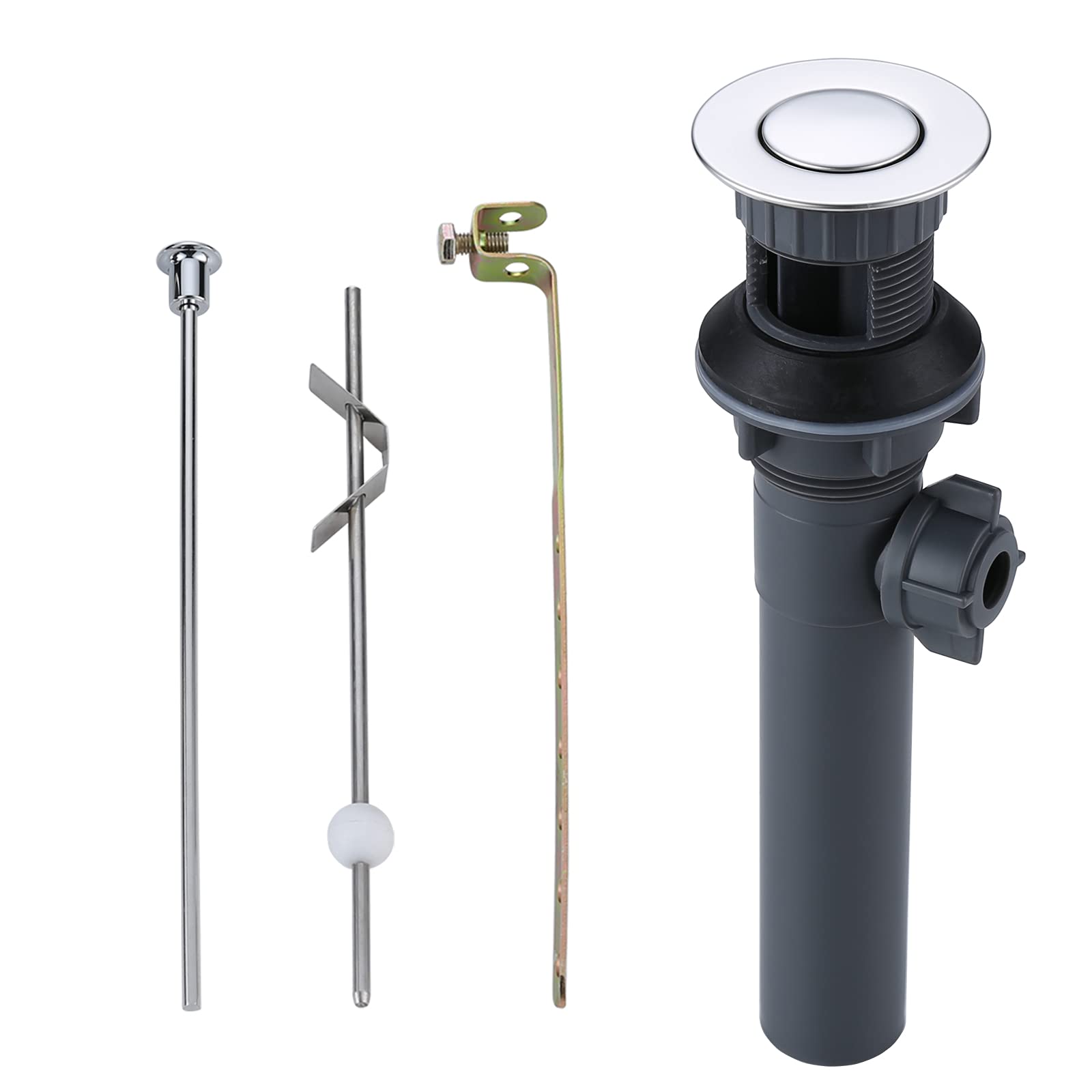 Bathroom Sink Drain with Lift Rod, ARCORA Sink Drain with Overflow, Chrome Drain Stopper for Vessel Sink