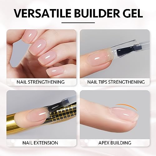 GAOY 6 Colors Builder Gel Set for Nails, Milky White Pink Nude Jelly Nail Strengthener, Soak Off Extension Hard Gel, Vivid Nude 6pcs Vivid Nude