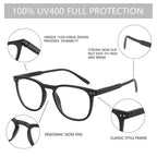 BLUEMOKY Reading Glasses for Women Men, Blue Light Blocking Glasses 2 Pack, Computer Readers, Spring Hinge(1.00x)