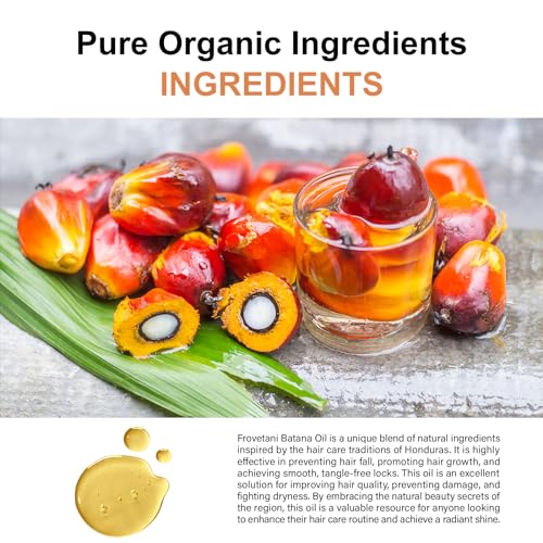 Frovetani Batana Oil from Honduras for Hair Growth, 100% Organic Raw , Promotes Hair Thickness, Healthier & Strengthening, Prevents Hair Loss 7.8FL.OZ
