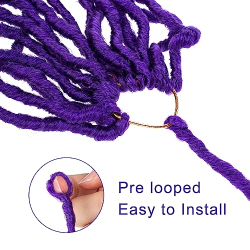 Leeven Purple Soft Locs 24 Inch 6 Packs Distressed Faux Locs Crochet Hair Pre Looped Natural Butterfly Locs Long Boho Goddess Locs Synthetic Braiding Hair for Women